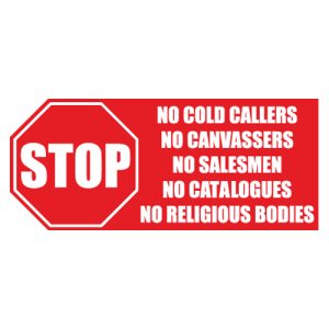 No Salesman or Cold Callers External Sticker
