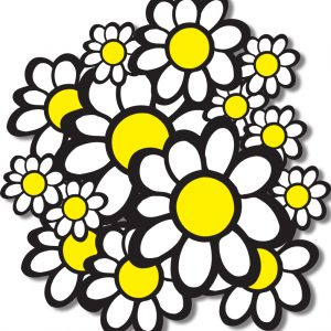 40 White Classic Daisy Car Stickers