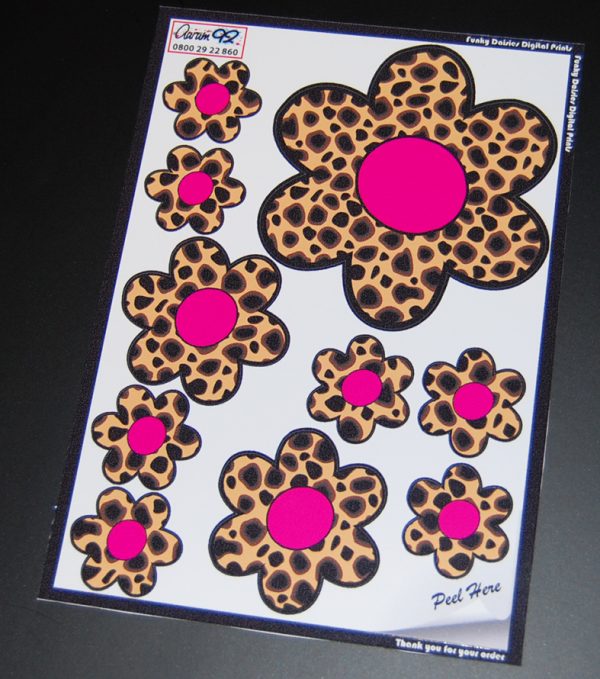 Leopard Print Flower Stickers Pink Centres - Image 3