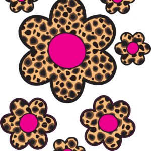 Leopard Print Flower Stickers Pink Centres