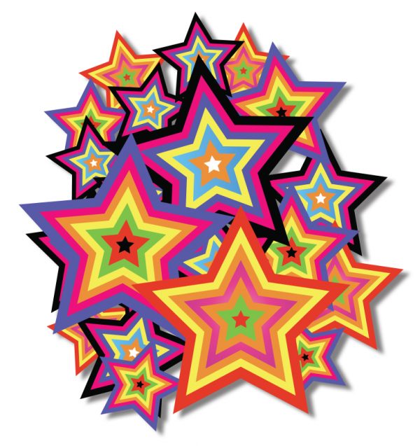 45 Rainbow Stars - Printed Car, Bike