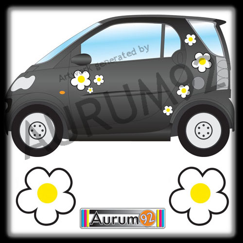 White and Yellow Daisies Car Stickers