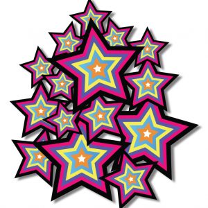 45 Rainbow Stars - Printed Car, Bike Pack 2