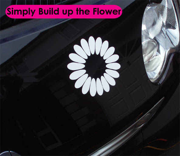 White Daisy Car Sticker Set - Image 3