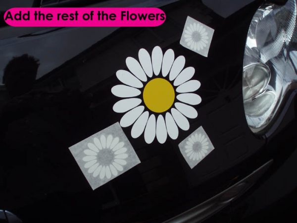 White Daisy Car Sticker Set - Image 5