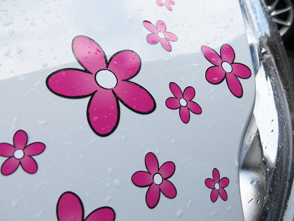Pink Daisy Stickers - Internal or External